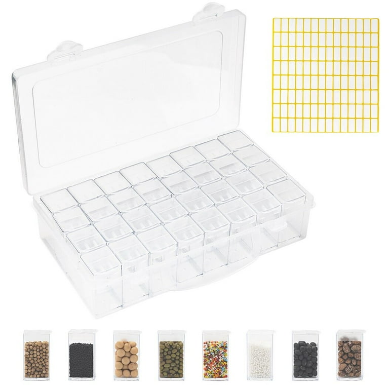 32 Grids Seed Storage Box, Clear Plastic Seed Organizer with Label