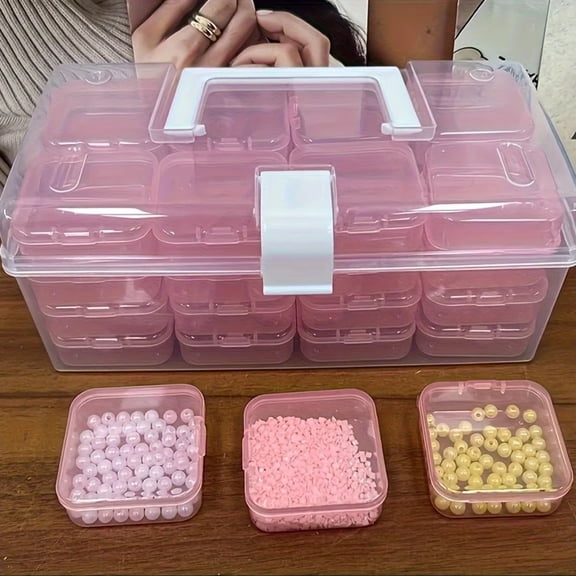 32 Grids Transparent Plastic Storage Box Multifunctional Diamond Painting Nail Art Beads Container Large Capacity Handheld Boxes