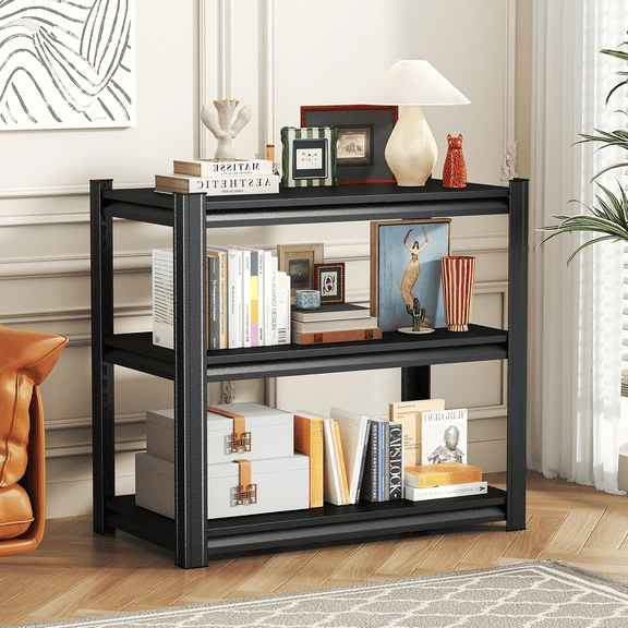 32"H 3-Tier Metal Bookshelf - Adjustable Industrial Bookcase for Living Room, Office & Bedroom,25" W x 14" D