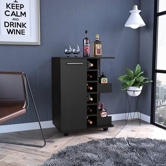 32" H Black - Rail - Guarded Shelves - Game Room Bar - Secure Display