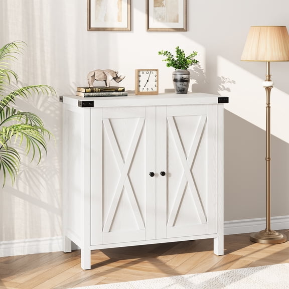 32" H Kitchen Storage Cabinets, Coffee Bar Cabinet, with Adjustable Shelf Console Table for Kitchen, Dining Room, Living Room –White