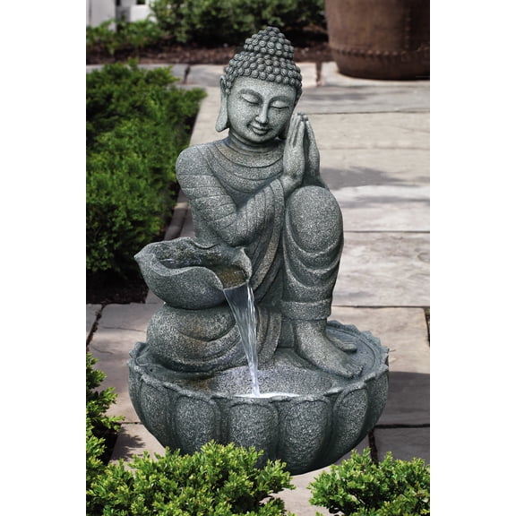 32" H Sitting Buddha Fountain with White LED