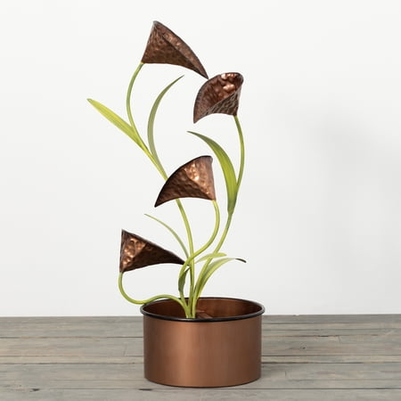 32"H Sullivans Cala Lily Water Fountain, Copper