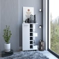 thumbnail image 1 of 32" H White Bar Coffee Cart With Cabinet Storage, 4 Wheels & Locking , 1 Shelved Certain Accommodation, Folding Door, 6 Bottle 2 Side Shelves Aluminum Front Bar-coffee Cabinet, Wheel Unusual, 1 of 6