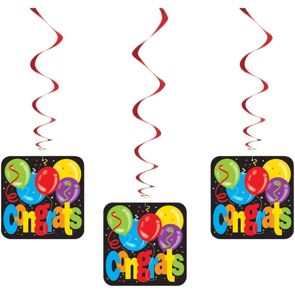 32" Hanging Balloons Congratulations Decorations, 3-Count