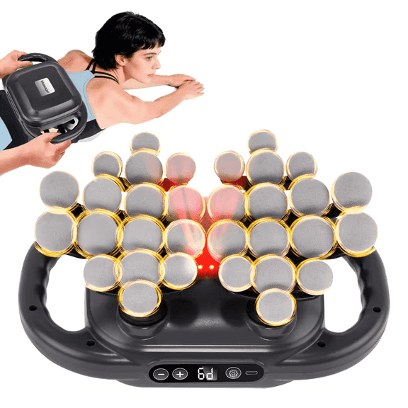 32-Head Deep Tissue Massage Gun with 9 Speeds Intensity adjustment, Handheld Electric Percussion Massager Quiet Rechargeable for Back Neck Muscle Pain Relief
