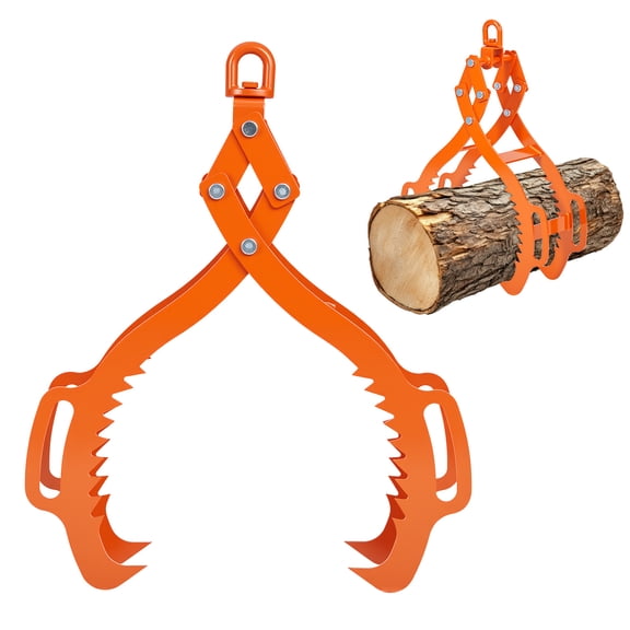 32" Heavy Duty Log Lifting Tongs - 3400 LB Capacity, Serrated Steel Claw Grabber w/360° Swivel for Firewood, Lumber & Forestry (Fits Tractors/ATVs)