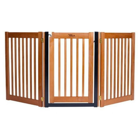 32" Highlander - 3 Panel Walk Through Free Standing Wood Pet Gate - Artisan Bronze