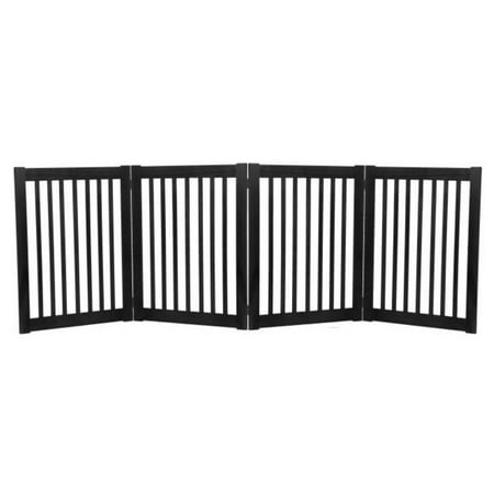 32" Highlander - 4 Panel Free Standing Wood Pet Gate - Black