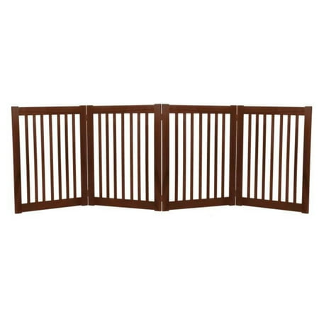 32" Highlander - 4 Panel Free Standing Wood Pet Gate - Mahogany