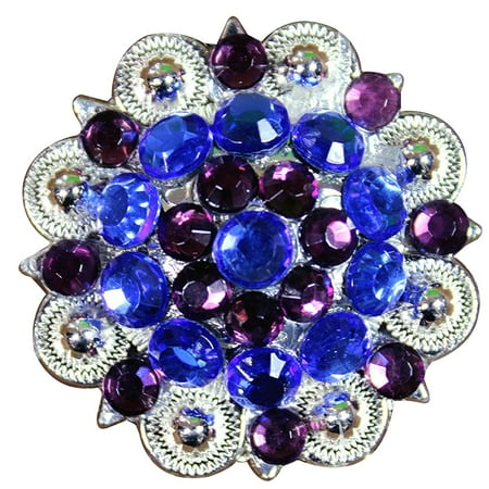 32 Hilason 1.5" Amythyst Sapphire Crystals Berry Concho Headstall Saddle