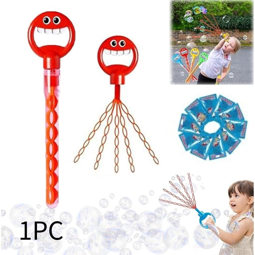 32 Hole Smiling Face Bubble Stick,Giant Bubble Wands,Bulk Bubble Wands,2024 New Five Claw 32