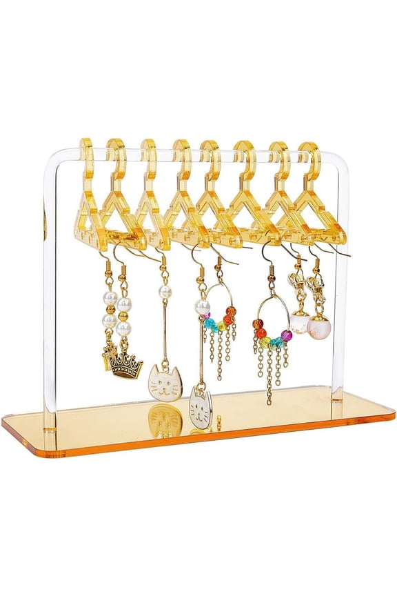 32 Holes Coat Hanger Earring Holder Jewelry Display Dangle Earring Hanging Organizer Mini Rack Ear Studs Storage Stand Show for Retail Selling Merchant Women Retail Exhibition 5.91x2.36x4.17
