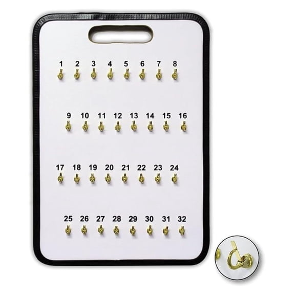 32 Hook Key Holder Wall Mount for Office, Work, Valet - Self Locking Hook Board - Portable Keyboard for Storage and Transport of Keys (32 )