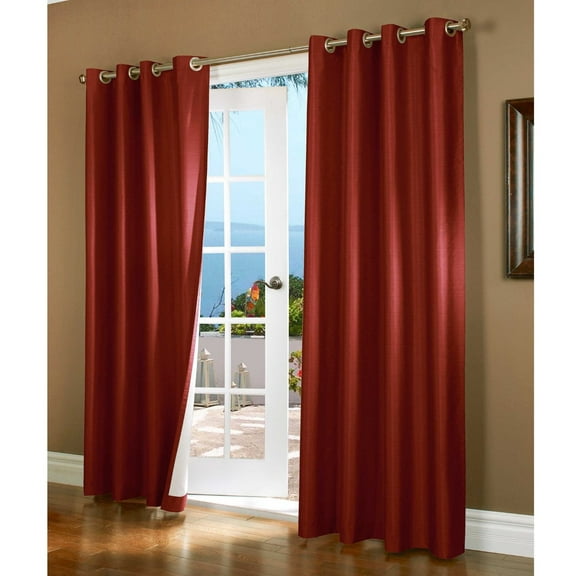 (#32) Hotel Quality Silver Grommet Top, Faux Silk 1 Panel Burgundy Solid Thermal Foam Lined Blackout Heavy Thick Window Curtain Drapes Grommets 108" Length