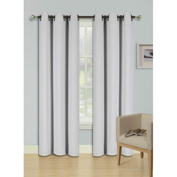 (#32) Hotel Quality Silver Grommet Top, Faux Silk 1 Panel Ivory Beige Solid Thermal Foam Lined Blackout Heavy Thick Window Curtain Drapes Grommets 108" Length