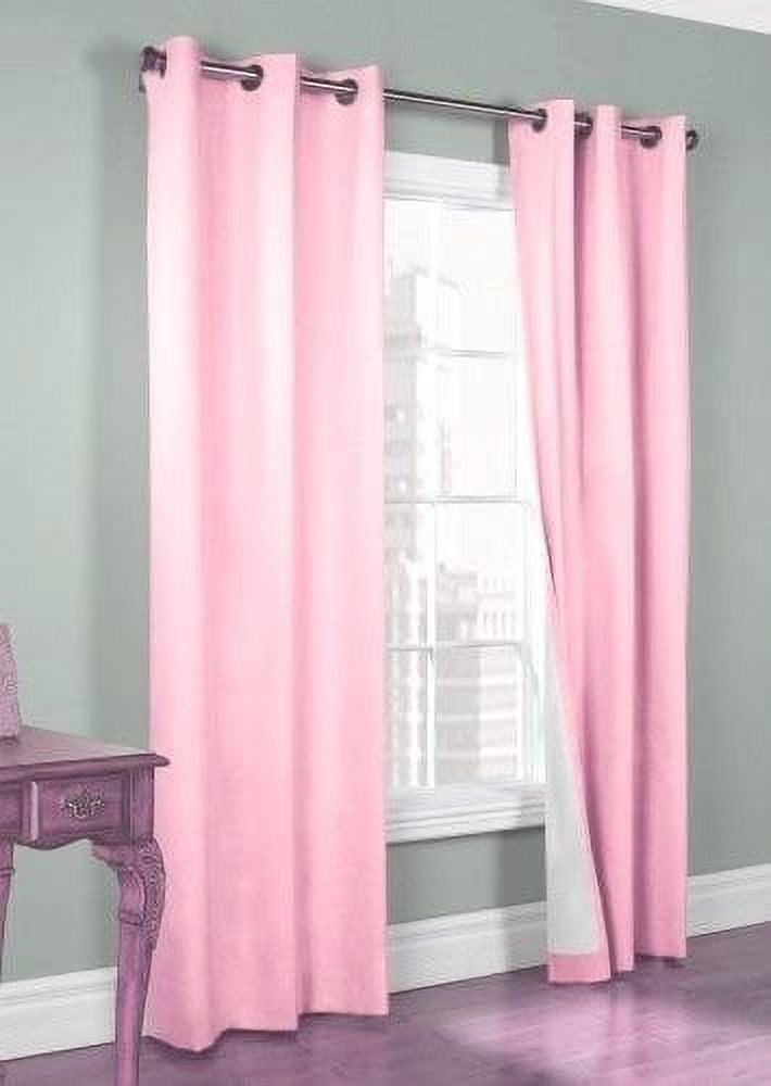 (#32) Hotel Quality Silver Grommet Top, Faux Silk 1 Panel Light Pink Solid Thermal Foam Lined Blackout Heavy Thick Window Curtain Drapes Grommets 63" Length