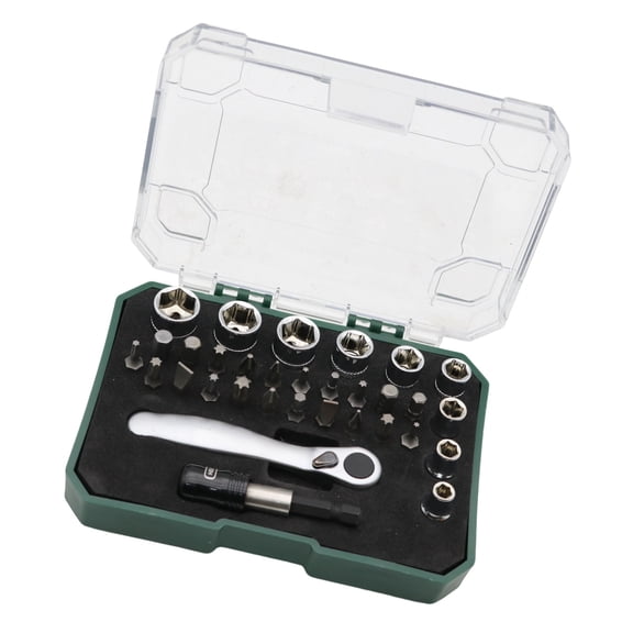 32 In 1 Screwdriver Set With 72 Tooth Reversible Mechanism And 190 Degree Bend For Tight Areas