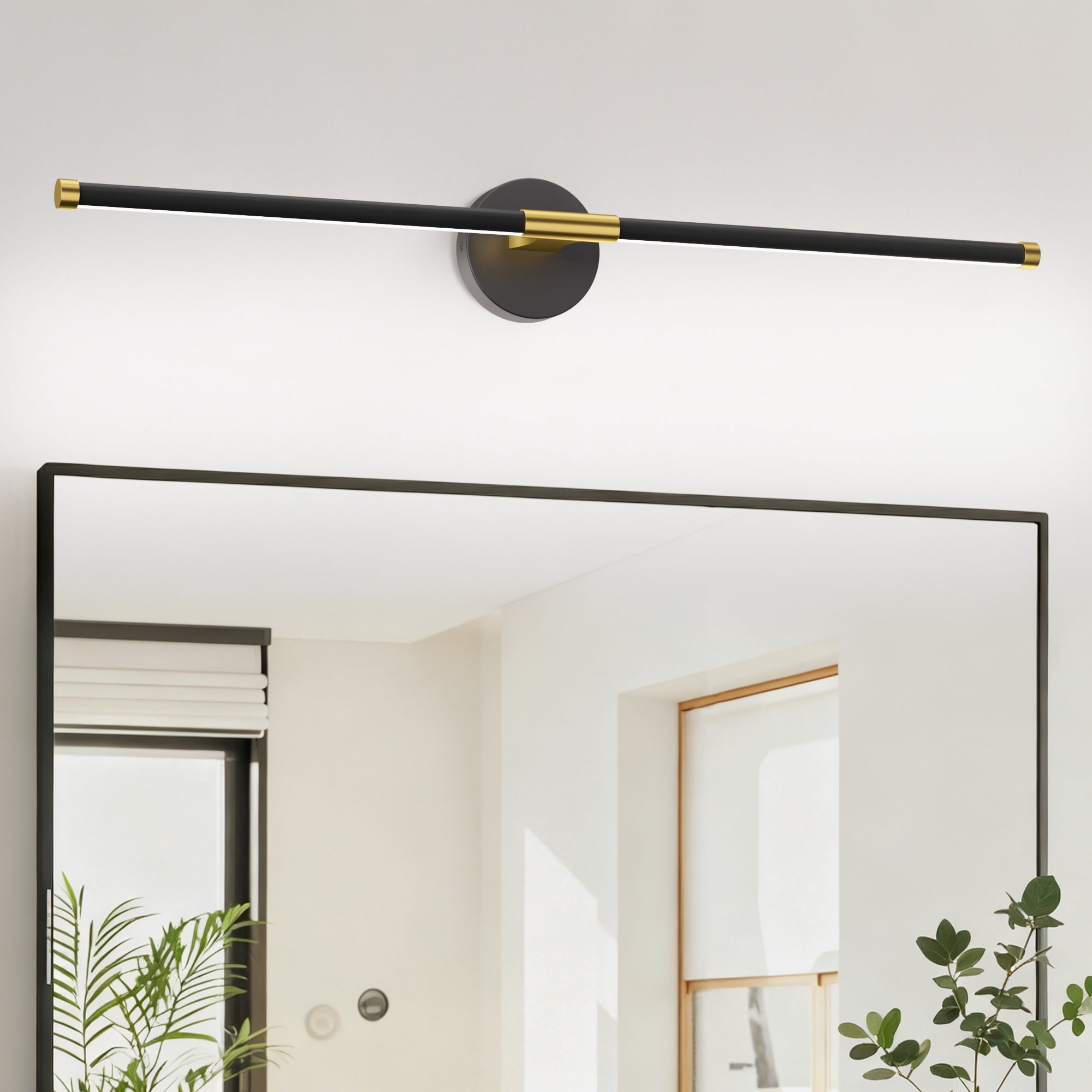 32 Inch 360° Rotatable LED Vanity Lights for Bathroom Over Mirror 6000K Modern Wall Sconces Picture Lights for Paintings Black Gold Bathroom Light Fixtures