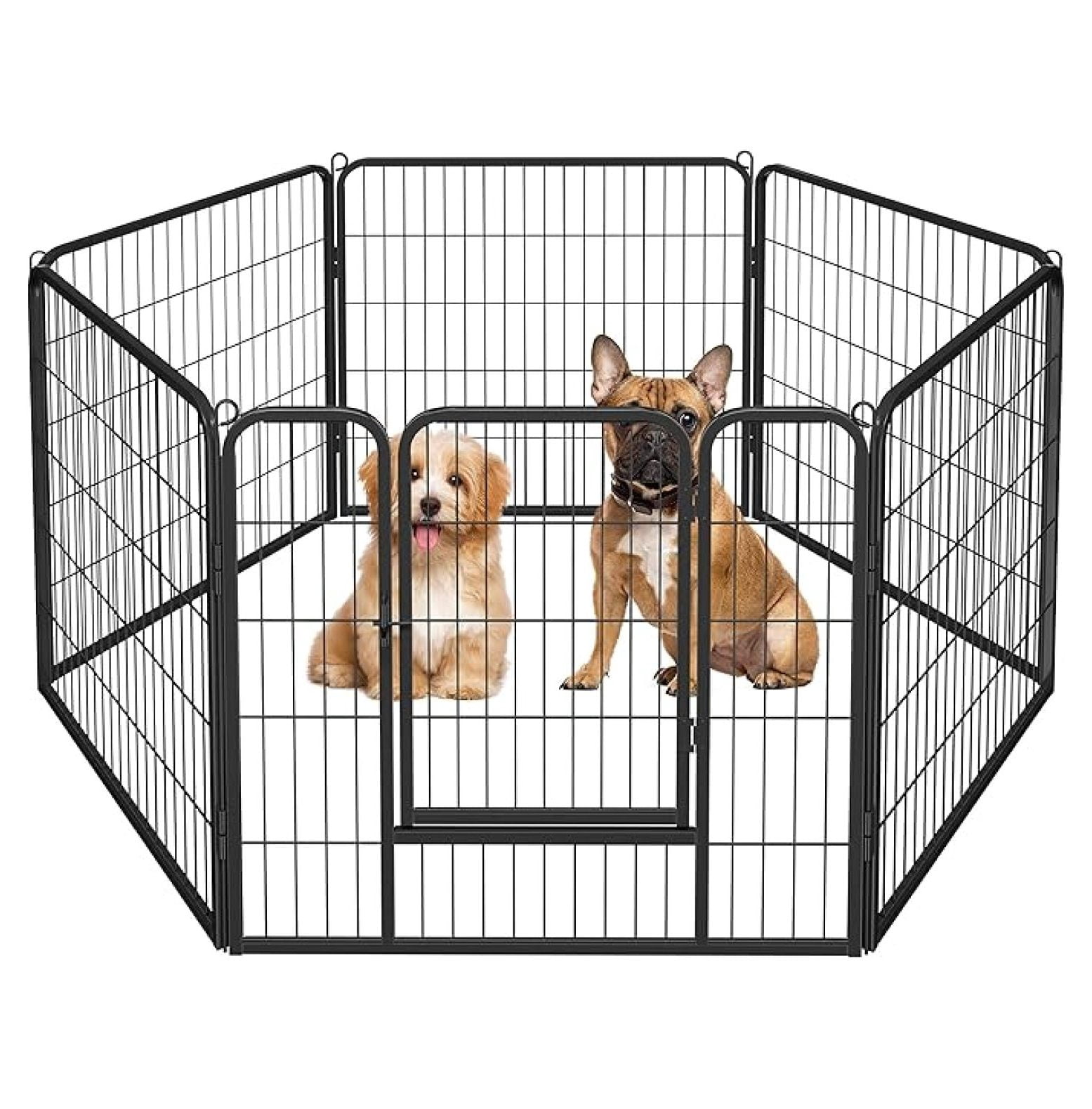 32-Inch 6 Panel Heavy Duty Portable Pet Playpen Dog Exercise Pen Cat Fence Crate Cage Kennelwith Door Puppy Rabbits Play Pen,Outdoor/Indoor,Black
