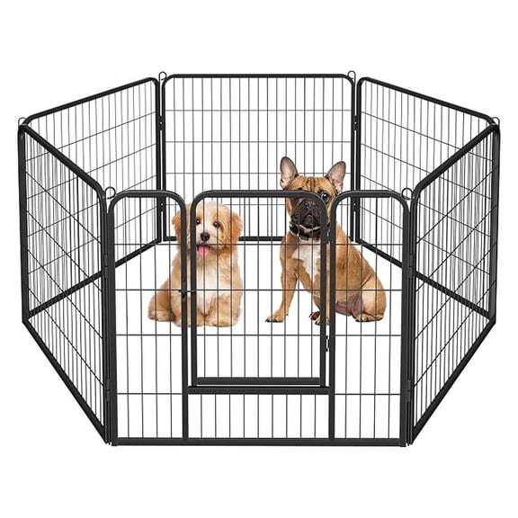 32-Inch 6 Panel Heavy Duty Portable Pet Playpen Dog Exercise Pen Cat Fence Crate Cage Kennelwith Door Puppy Rabbits Play Pen,Outdoor/Indoor,Black
