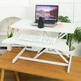 thumbnail image 1 of 32 Inch Adjustable Sit To Stand Desk For Dual Monitor And Laptop, White, With Spacious Keyboard Tray Height Converter, Ideal Laptop Setups, Large Base, 1 of 6