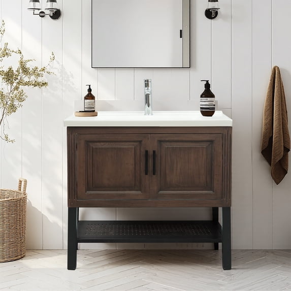 32 Inch Bathroom Vanity with Sink, Freestanding Storage Cabinet with ...