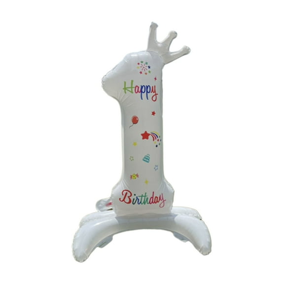 32 Inch Birthday Party Digital-Balloon Standing Crown Digital Small Fresh-Aluminum Film Balloon Gradient Column Balloon