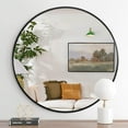 thumbnail image 1 of 32 Inch Black Metal Framed Round Bathrrom Mirror for Wall.(W2203134044), 1 of 6
