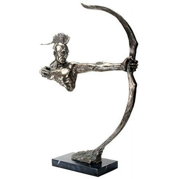 32 Inch Bronze Colored Indian Head Bust with Arm Shooting Bow Statue by Summit