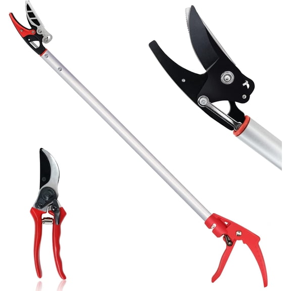 32-Inch Cut and Hold Pruners, Long-Reach Tree Pruner with Rotating Cutter Head, Long Pruning Shears for Garden, Fruit Picking, Branches Trimming