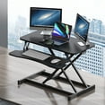 thumbnail image 1 of 32 Inch Desk Converter, Height Adjustable Sit to Stand Riser, Dual Monitor and Laptop Workstation with Wide Keyboard Tray ( BLACK ), 1 of 18