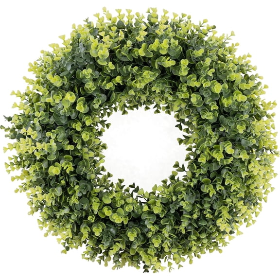 24 Inch Extra Large Boxwoods Green Spring Artificial Wreath for Front Door, Year Round Spring Summer Winter Wreaths for Wall Window Porch Home Farmhouse Outdoor Outside Indoor Decorations