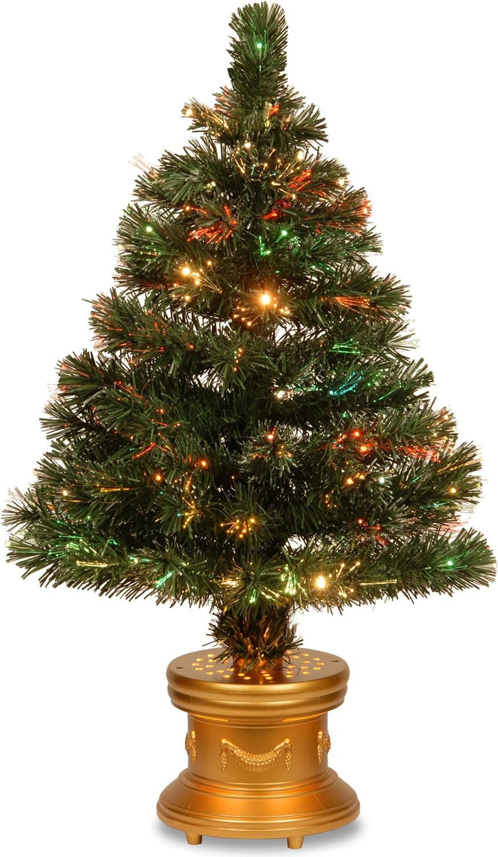 32 Inch Fiber Optic Holiday Tree With Multi Color Lights & Stand