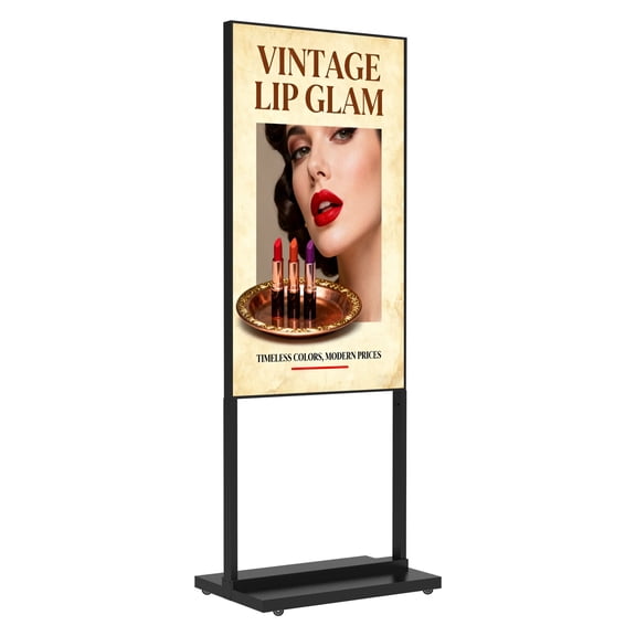 32 Inch Floor Standing Digital Signage, 700nits High Brightness Slim Frameless Advertising Display, Digital Signage with CMS/U-Disk Plug&Play, Split Screen, 7/24 Timer switch,HDMI/USB/WiFi/Android OS