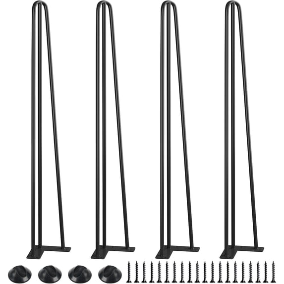 32 Inch Hairpin Table Legs, 3 Steel Rods 1/2 Inch Pipe Diameter, 800lbs ...