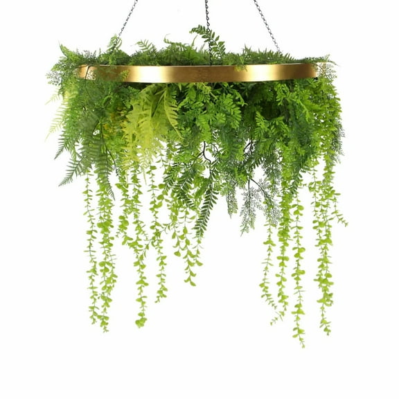 32-Inch Imitation Gold Artificial Hanging Green Wall Disc  Limited Edition  UV-Resistant Foliage