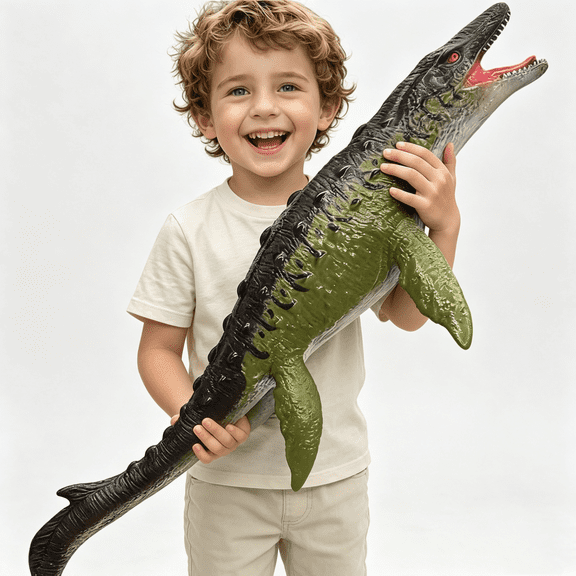 32 inch Large Inflatable Mosasaurus, Soft Jumbo Dinosaur Figure for Kids 3-18, Party Decor & Birthday Gift for Boys Girls