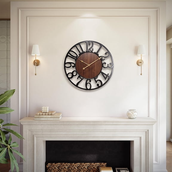 32 Inch Large Wall Clock, Roman Numeral Metal Oversized Wall Clocks for Living Room Decor, Bedroom and Kitchen, Completely Silent, Non Ticking, Battery Operated