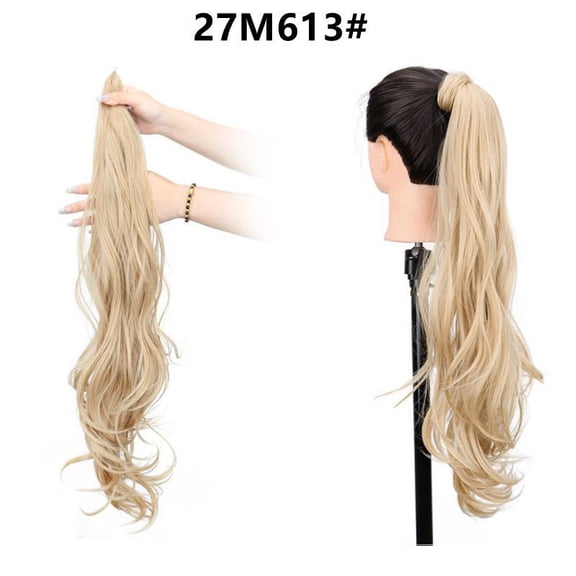 32 Inch Long Body Ponytail hair Extension Synthetic Heat Resistant Wrap Around Drawstring Curly Wavy Ponytail Hairpieces for Women Wrap around magic wand ponytail
