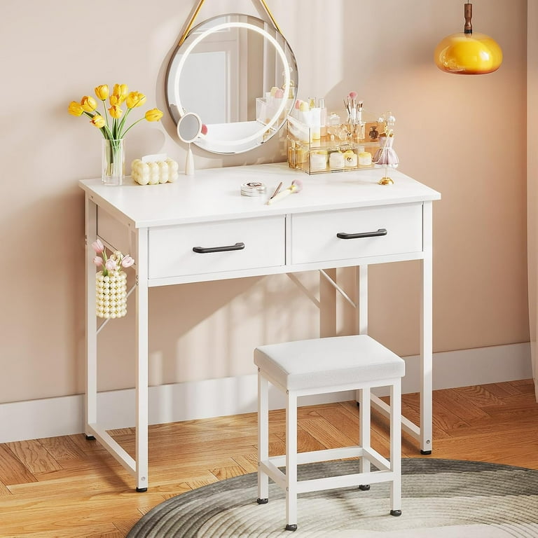 32 Inch Makeup Vanity Without Mirror, Small White Vanity Desk for
