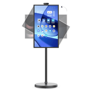 32 Inch Mobile Portable TV Stand on Wheels Support Google Store Full Swivel Rotation Portable Touch Screen Monitor Built-in Battery Smart Rolling Tablet TV 4K Camera Remote Control Black