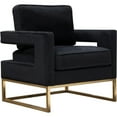 thumbnail image 1 of 32 Inch Modern Accent Chair, Performance Soft Velvet, Jet Black, Gold Frame, 1 of 3