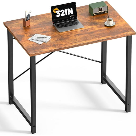 32 Inch Office Small Computer Desk Modern Simple Style Writing Study Work Table for Home Bedroom - Wood Black