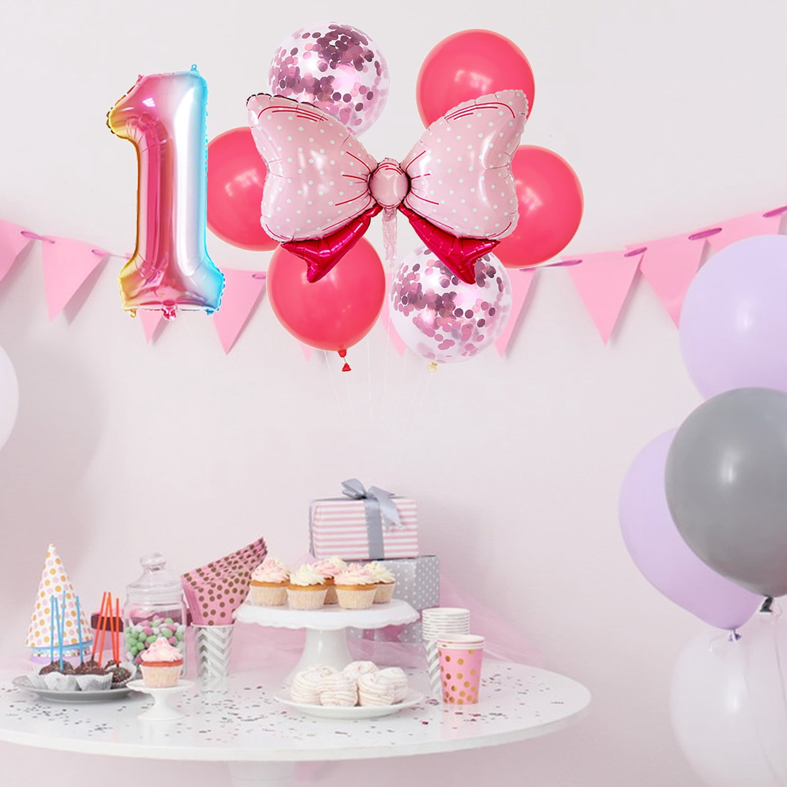 Jumbo 35'' Pink Bow Balloons - 6 Pack Polka Dot Foil Balloons For Birthday, Wedding & Mouse Party Decor - View #9
