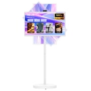 32-Inch Portable Smart TV, Rolling on Wheels, Android 15 OS, 8G RAM + 128G Storage, 1080P Full HD Touch Screen Monitor, 6 8 Hour Built in Battery, Voice Remote Control