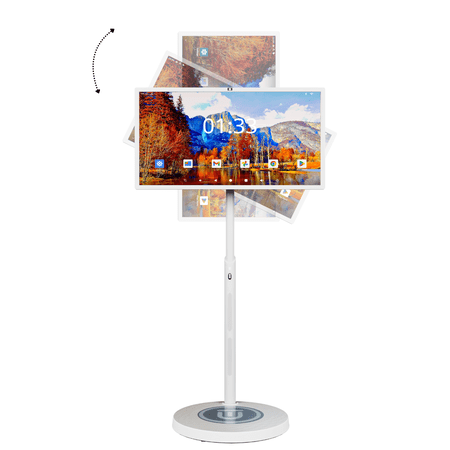 32-Inch Portable TV with Incell Touch Screen, 1080P Rolling Smart TV, 8G RAM+128G Storage, Android OS, Built-in Battery, Full Swivel Rotation, Remote Control, Ideal for Trade Show, Brainstorm Meeting