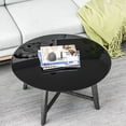 thumbnail image 1 of 32 Inch Round Black Tempered Glass Table Top, 2/5" Thick Glass Sheet with Beveled Polished Edge, Replacement Tabletop for Coffee Table, Dining Table and Patio Table, 1 of 8