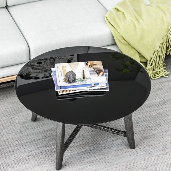 32 Inch Round Black Tempered Glass Table Top, 2/5" Thick Glass Sheet with Beveled Polished Edge, Replacement Tabletop for Coffee Table, Dining Table and Patio Table