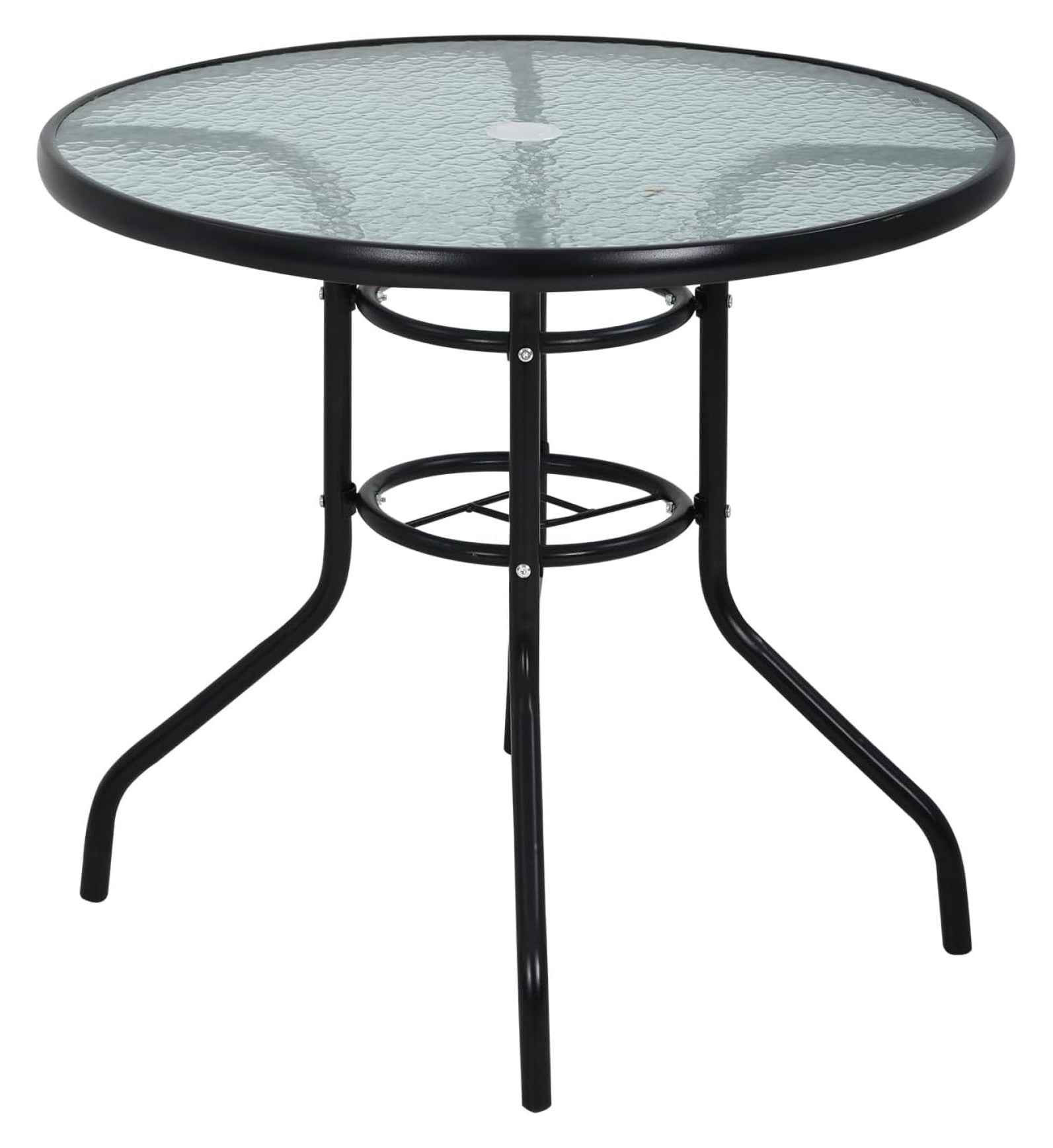 32 Inch Round Outdoor Table, Patio Table with Umbrella Hole, Patio